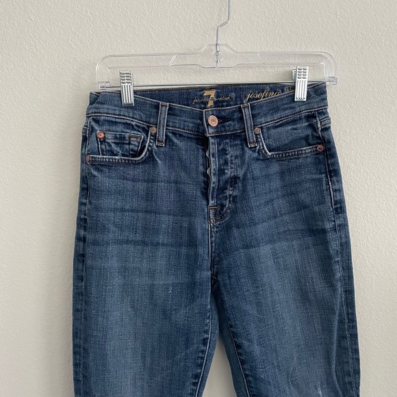 7 for all Mankind Jeans Women's Size 25 Blue Josefina Skinny Boyfriend Denim - Picture 2 of 5
